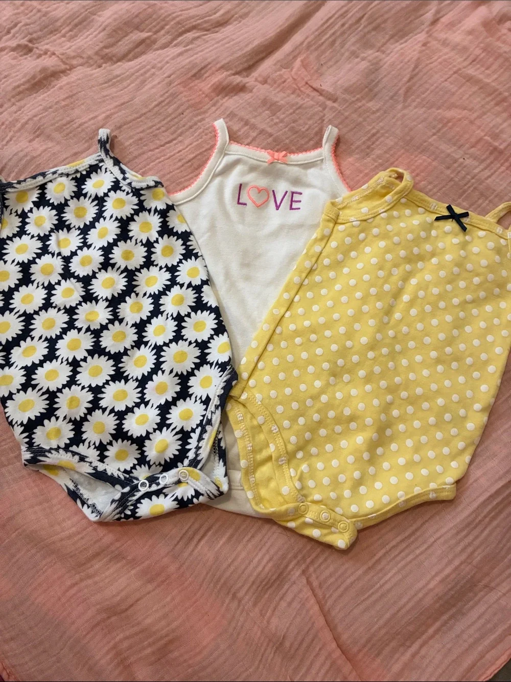 Carter's White Tank Bodysuit with Pink Trim and Purple 'LOVE'